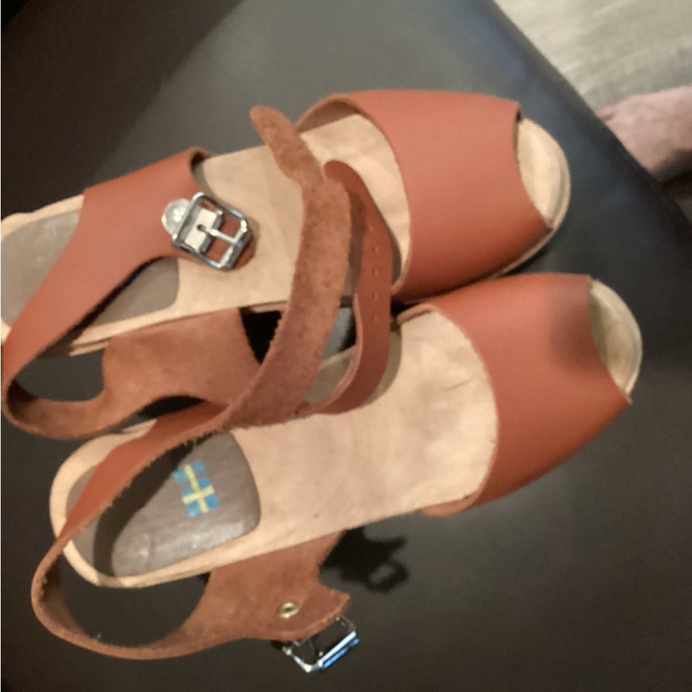 MIA Greta Swedish clog/SandalTan Leather Women's Sandals. 37 (61/2-7) - Picture 4 of 9